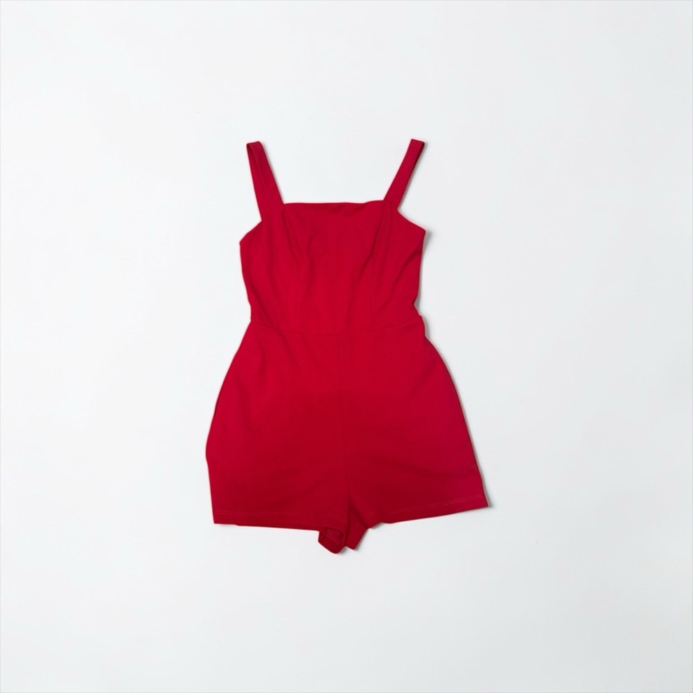 Red Sleeveless Romper Dress